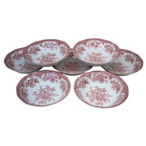 7 Red Parliament Premiere Original Manufacturers Asiatic Pheasants Cereal Bowls